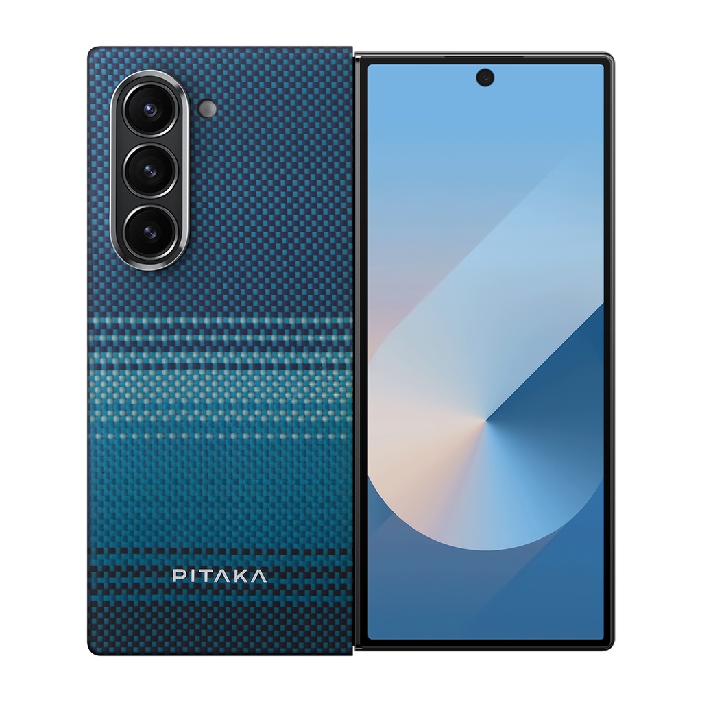 [RNZ-TA112064] Samsung Galaxy Z Fold 6 Uyumlu Kılıf M-safe Şarj Özellikli Aramid Fiber Pitaka Tactile Woven Sunset-Moonrise Serisi Moonrise Kapak