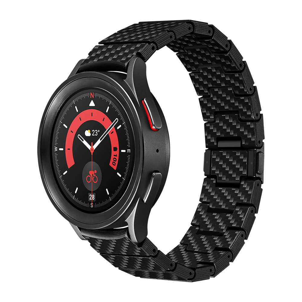 [RNZ-TA112081] Samsung Galaxy Watch 5 Pro 45mm Uyumlu Karbon Fiber Pitaka Modern Serisi Black-Grey Twill Kordon