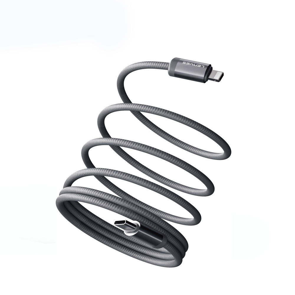 [RNZ-TA112142] Lenyes LC527 Spiral Magnetik Örgülü Tasarım Type-C to Lightning Hızlı Şarj Özellikli Data ve Şarj Kablosu 27W 1M
