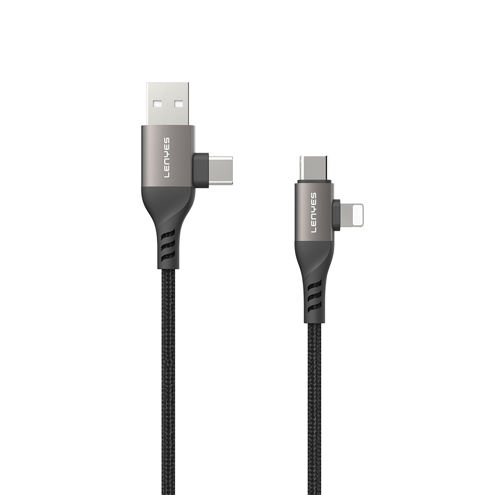 [RNZ-TA112141] Lenyes LC501 4in1 A+C to C+L Şarj ve Data Kablosu 60W 1M