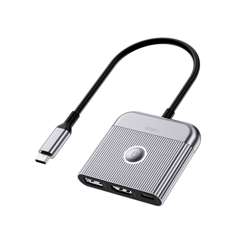 [RNZ-TA112119] Wiwu Wi-HB8002 Travel Serisi 3in1 HDMI (4K@60Hz) Girişli 100W PD Type-C Hub Bağlantı İstasyonu