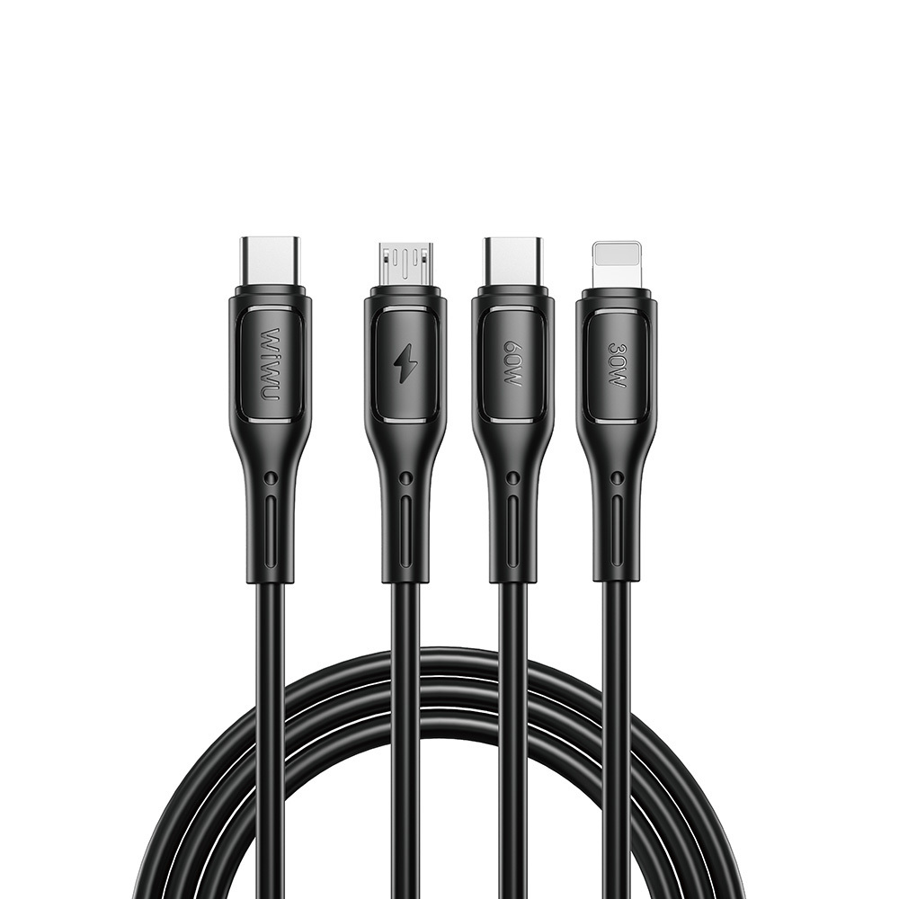 [RNZ-TA112120] Wiwu Wi-C046E Starlink Serisi 3in1 USB-C to Lightning – Type-C – Micro Şarj ve Data Kablosu 60W 1.2M (Siyah)