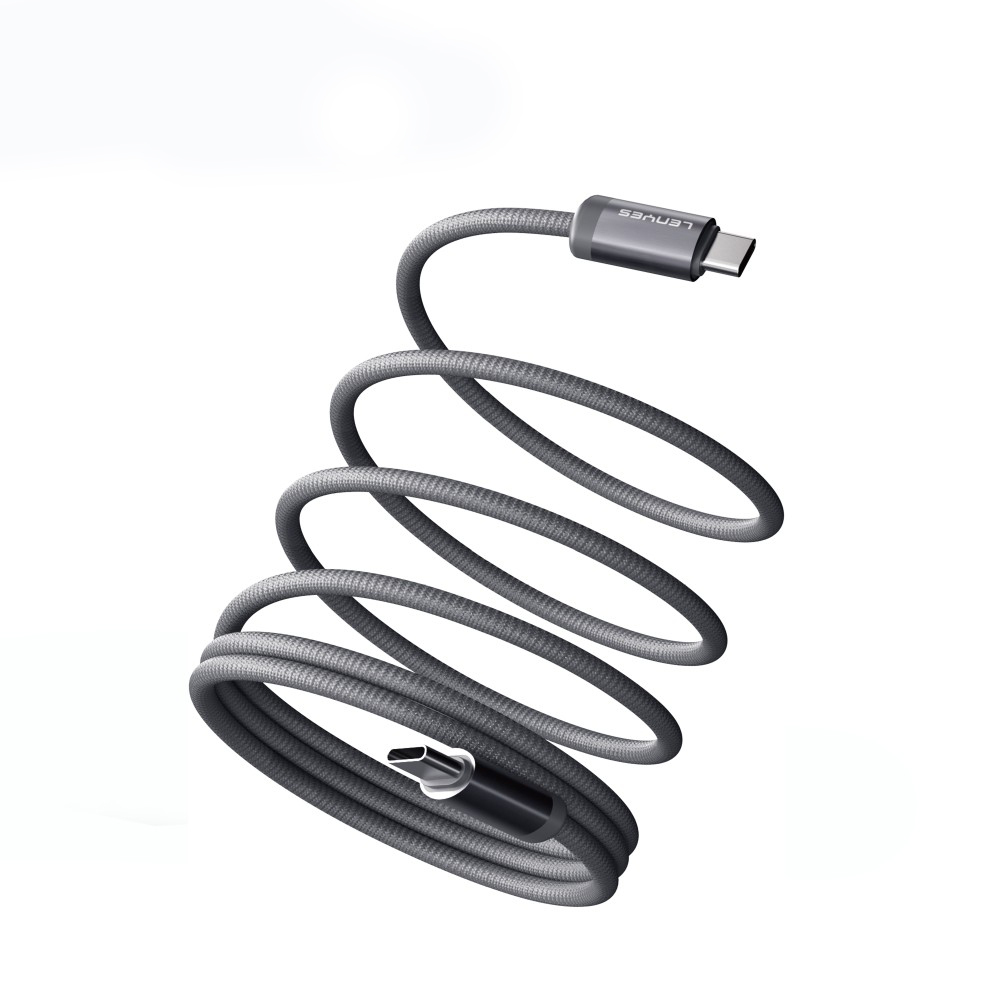 [RNZ-TA112143] Lenyes LC527 Spiral Magnetik Örgülü Tasarım Type-C to Type-C Hızlı Şarj Özellikli Data ve Şarj Kablosu 60W 1M