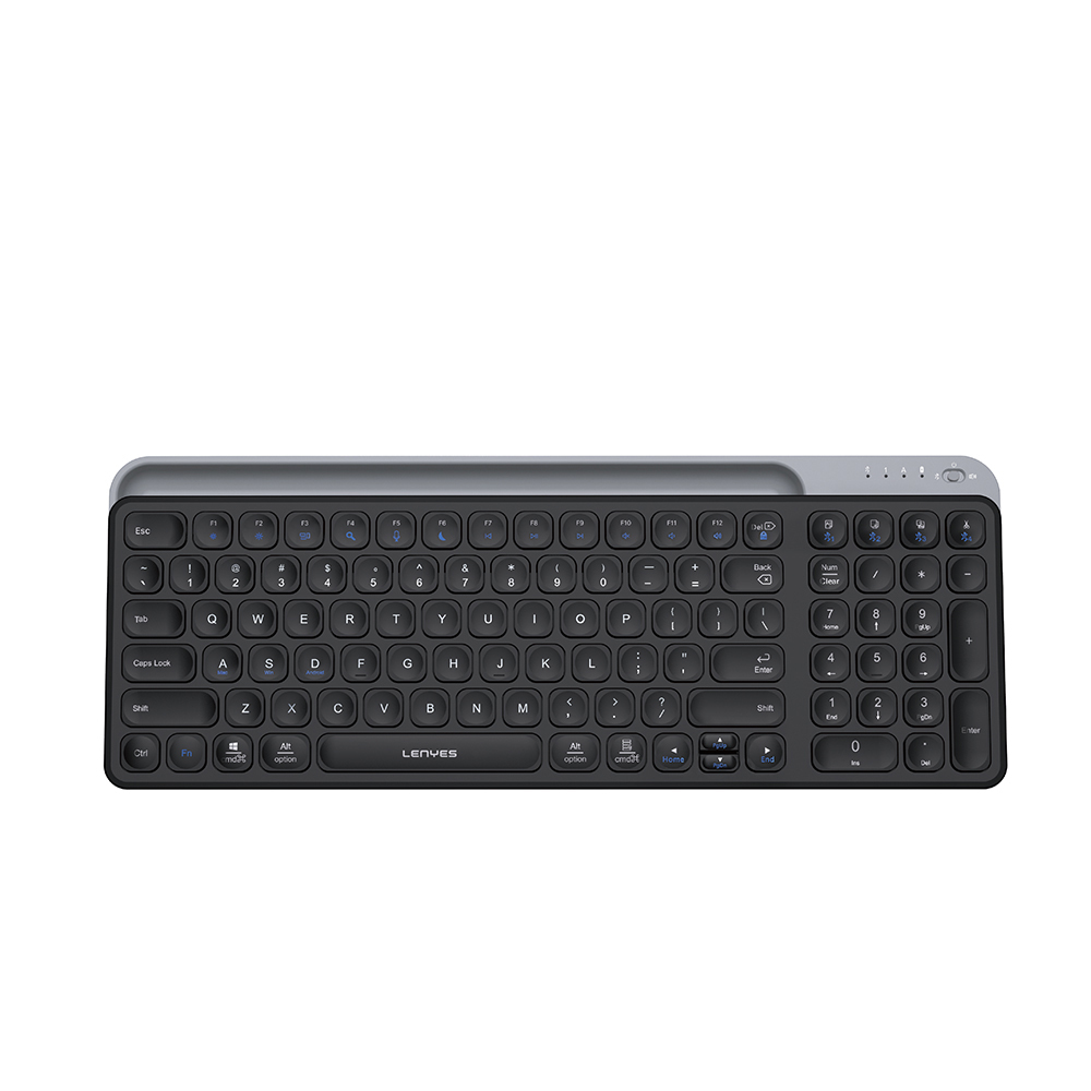 [RNZ-TA112194] Lenyes WK106 Sessiz Tuş Tasarımlı Entegre Stand Bölmeli Çift Bluetooth Bağlantılı 2.4G Kablosuz Klavye
