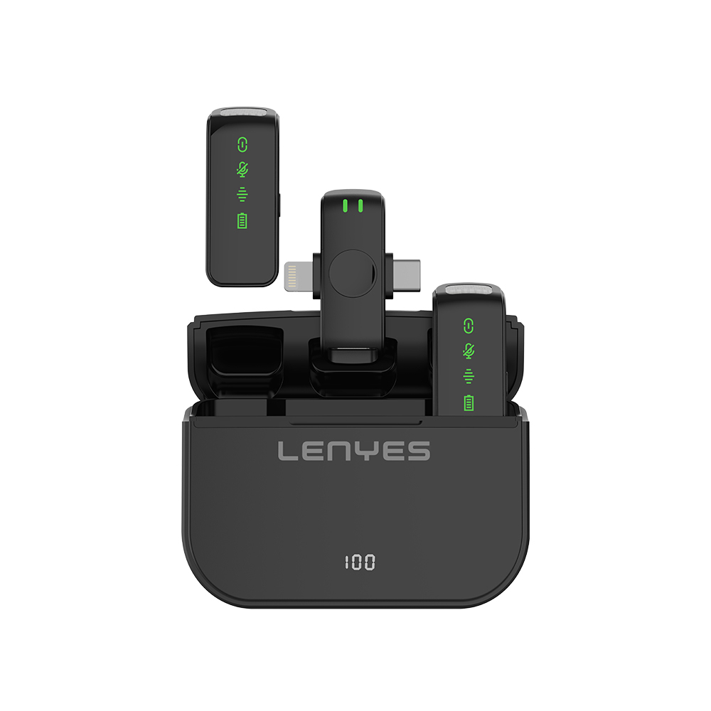 [RNZ-TA112170] Lenyes LM203 2in1 Type-C ve Lightning Portlu Kablosuz Yaka Mikrofonu
