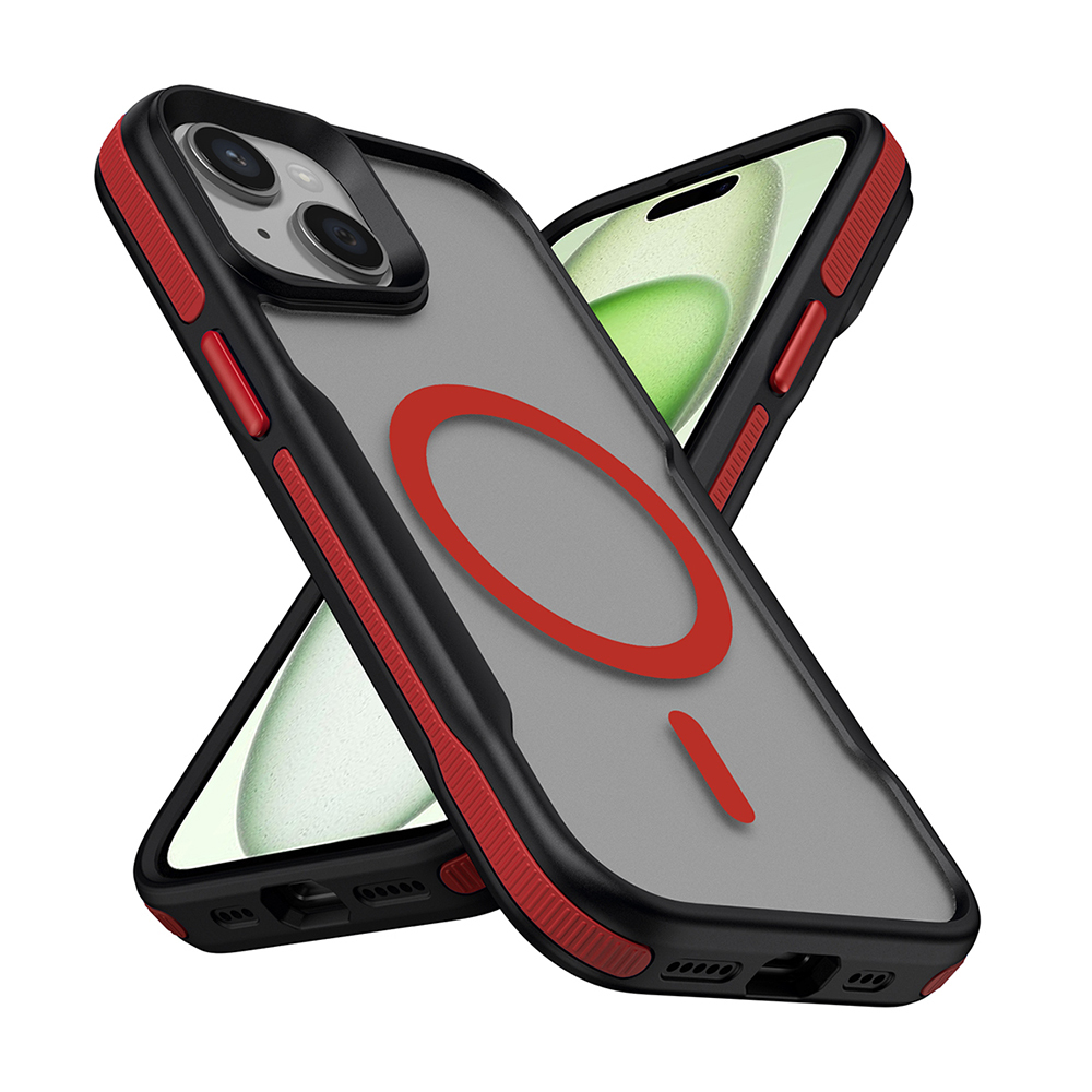 Apple iPhone 13 Uyumlu Kılıf M-safe Şarj Özellikli Renkli Kenar Airbag Şeritli Zore Lamer Kapak