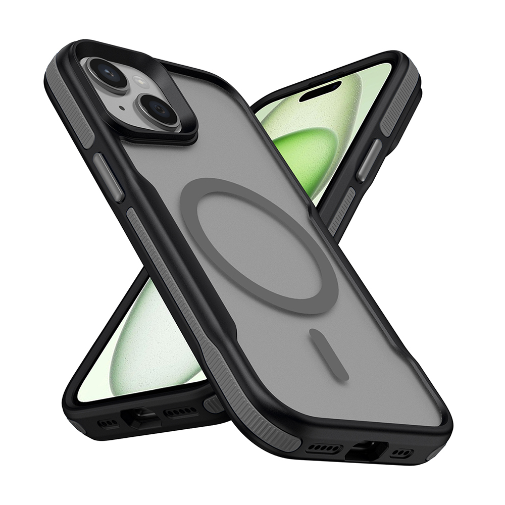 Apple iPhone 14 Uyumlu Kılıf M-safe Şarj Özellikli Renkli Kenar Airbag Şeritli Zore Lamer Kapak