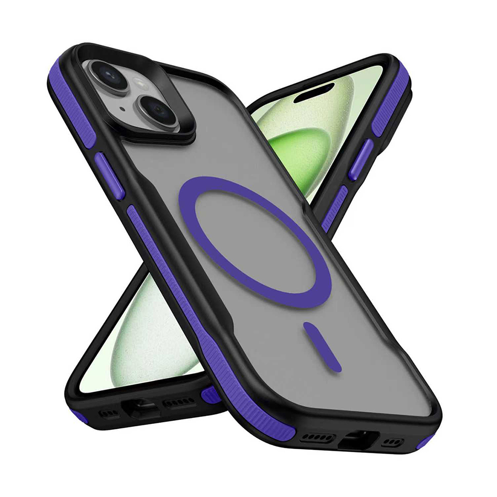 Apple iPhone 14 Uyumlu Kılıf M-safe Şarj Özellikli Renkli Kenar Airbag Şeritli Zore Lamer Kapak