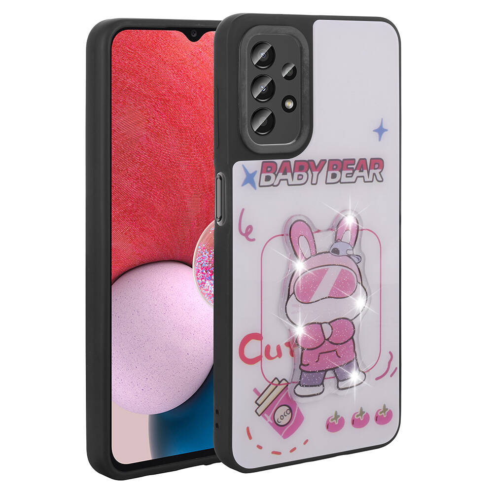 Samsung Galaxy A13 4G Uyumlu Kılıf Parlayan Kabartmalı İkonik Figürlü Zore Amas Silikon Kapak