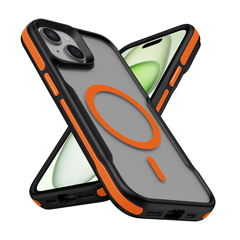 Apple iPhone 15 Plus Uyumlu Kılıf M-safe Şarj Özellikli Renkli Kenar Airbag Şeritli Zore Lamer Kapak