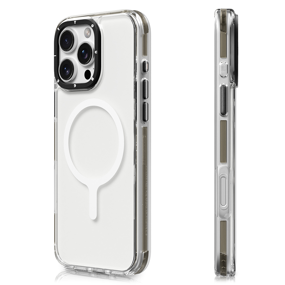 [RNZ-TA112608] Apple iPhone 16 Pro Max Uyumlu Kılıf M-safe Şarj Özellikli YoungKit Crystal Color Serisi Kapak (Gri)