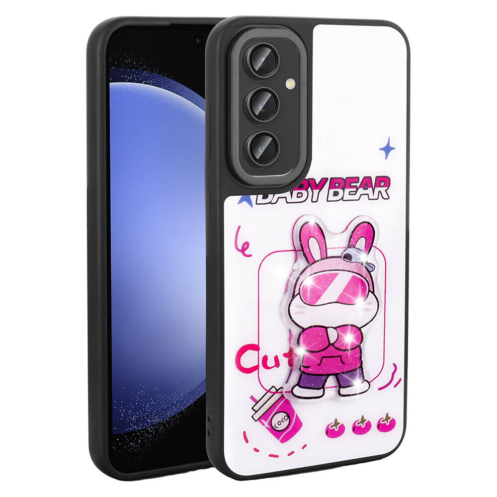 Samsung Galaxy A14 Uyumlu Kılıf Parlayan Kabartmalı İkonik Figürlü Zore Amas Silikon Kapak