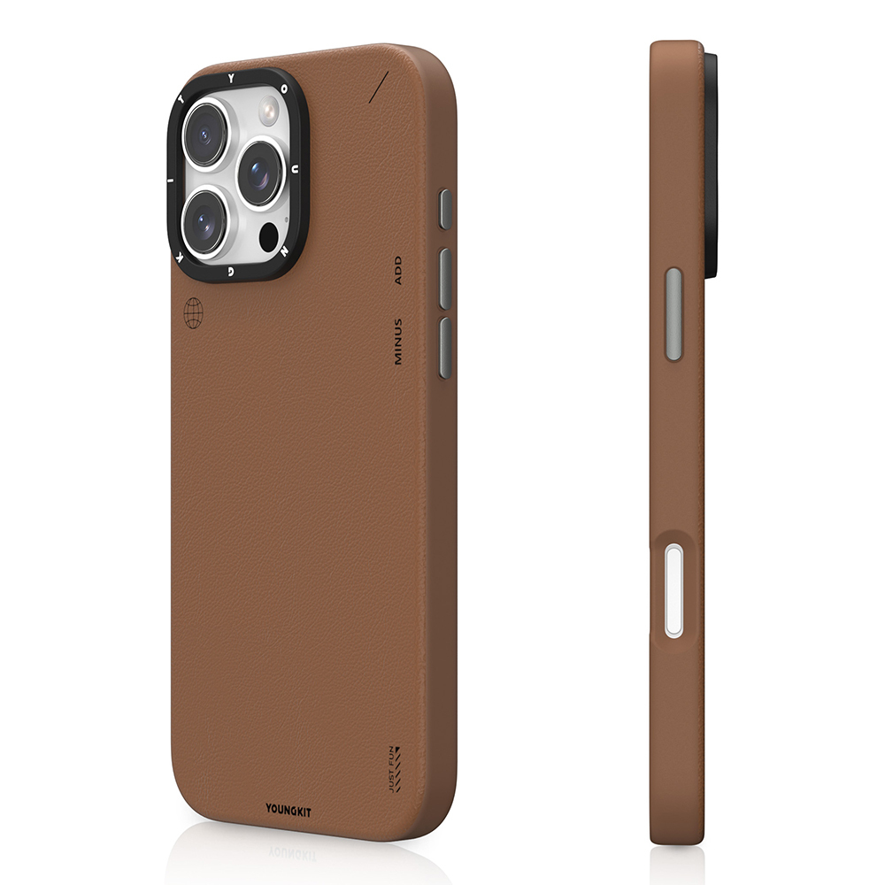 Apple iPhone 16 Pro Uyumlu Kılıf M-safe Şarj Özellikli Basit Mat Deri Desenli Youngkit Tech Fashion Serisi Kapak