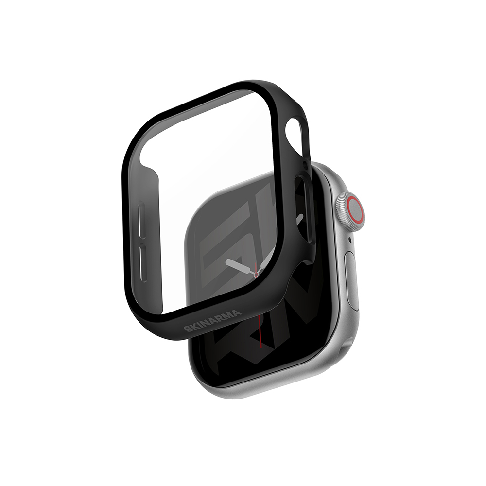 [RNZ-TA112488] Apple Watch 10 42mm Uyumlu Skinarma Gado Sert Silikon Kasa ve Ekran Koruyucu (Siyah)