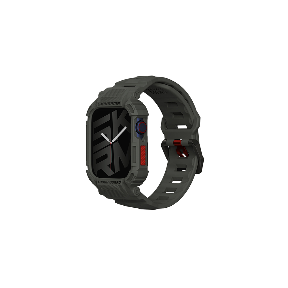 Apple Watch 7 45mm Uyumlu Skinarma Mecha 2in1 TPU Kasa Koruyucu + Silikon Kordon