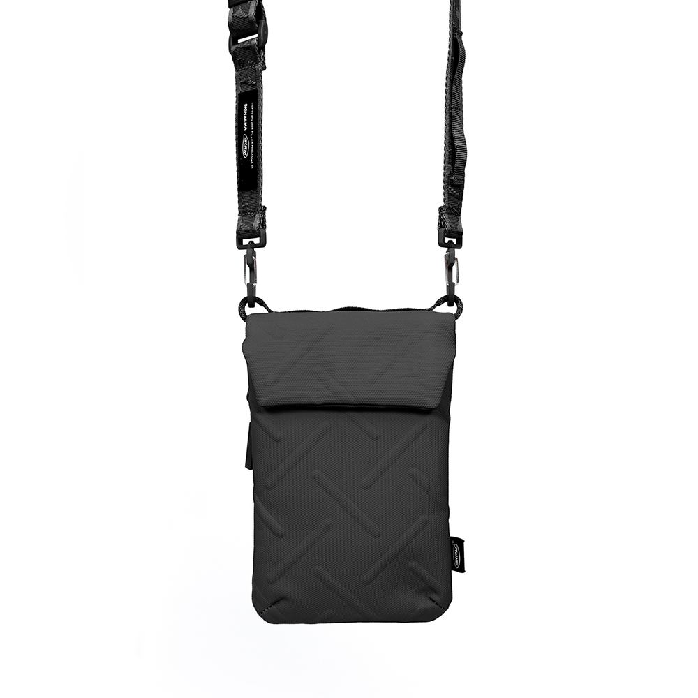 [RNZ-TA112498] Skinarma Sling Pouch Juno Cross-Hatch Desenli Naylon Scout Boyun Askı Kayışlı Çapraz Vücut Çantası (Siyah)