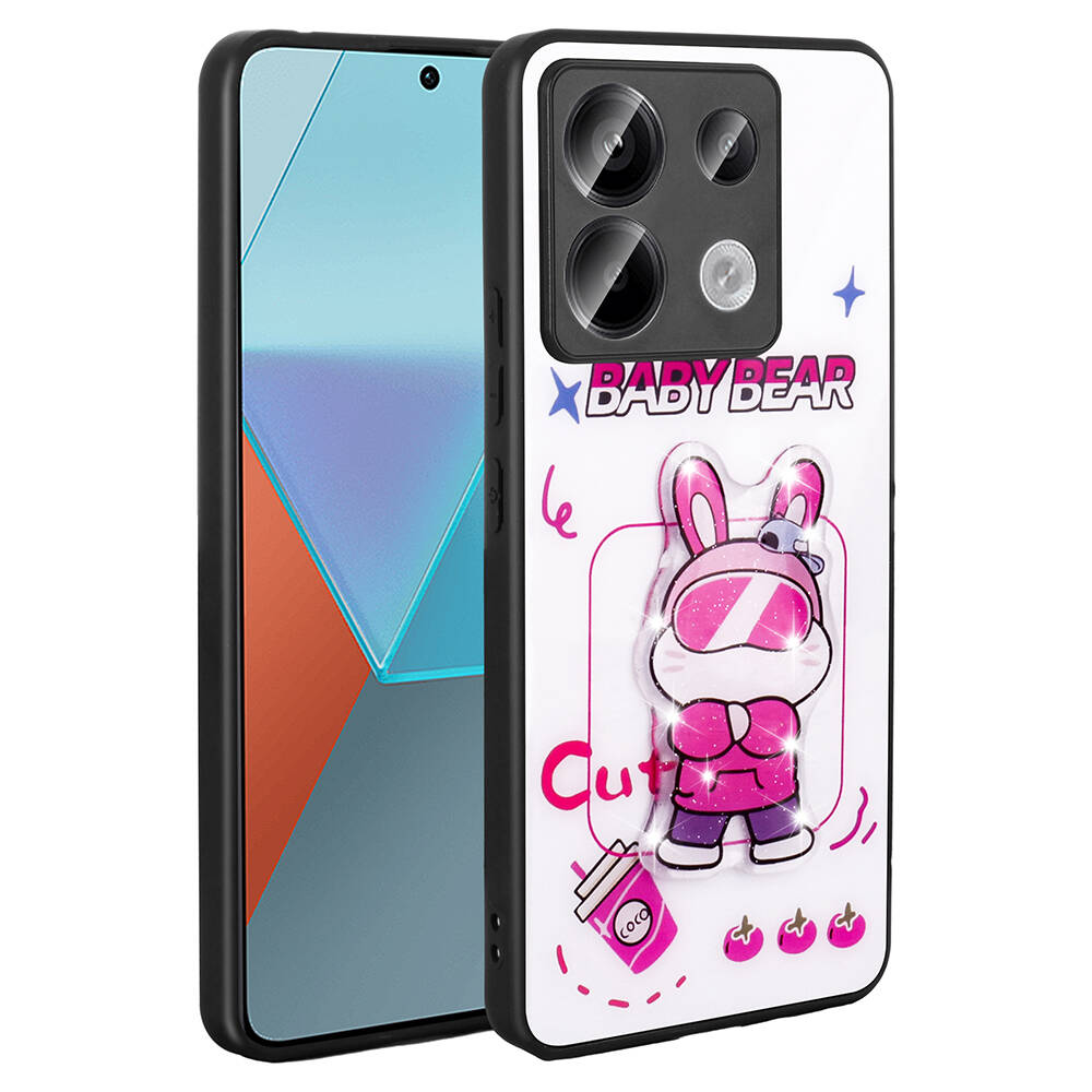 Xiaomi Redmi Note 13 Pro 5G Uyumlu Kılıf Parlayan Kabartmalı İkonik Figürlü Zore Amas Silikon Kapak