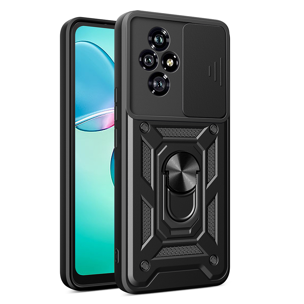[RNZ-TA112850] Honor 200 Uyumlu Kılıf Magnetik Standlı Kamera Korumalı Zore Sürgülü Vega Kapak (Siyah)