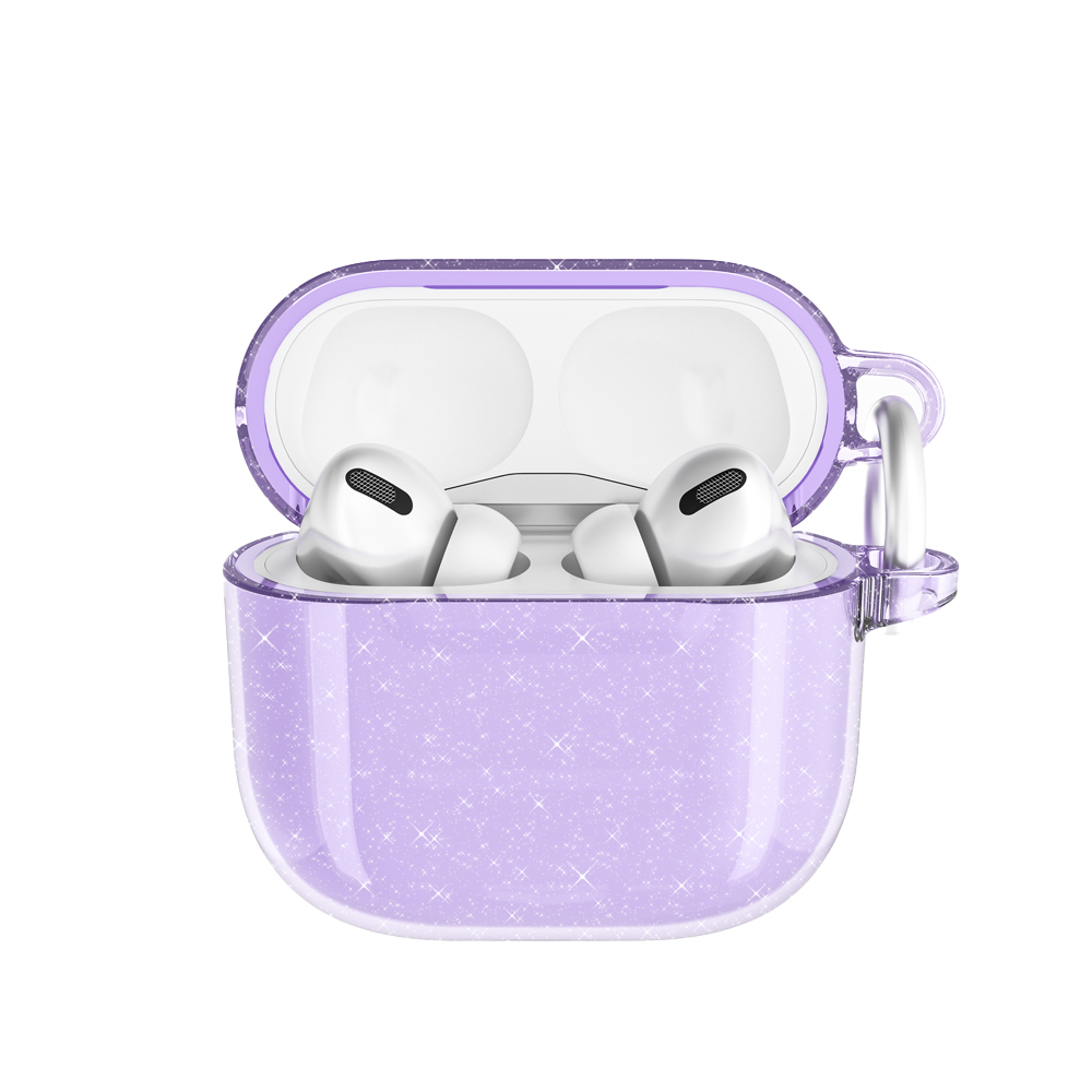 [RNZ-TA112873] Apple Airpods 4 Uyumlu Zore Allstar Airbag 32 Parlayan Simli Saydam Renkli Kılıf (Mor)