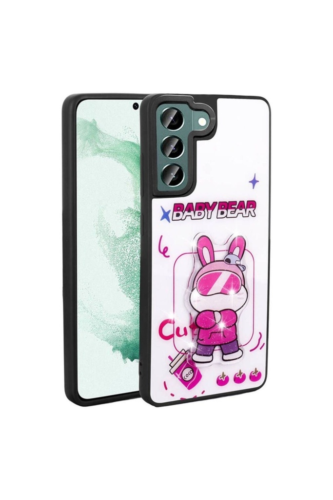 Samsung Galaxy S22 Uyumlu Kılıf Parlayan Kabartmalı İkonik Figürlü Zore Amas Silikon Kapak