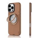 Apple iPhone 16 Pro Uyumlu Kılıf M-safe Şarj Özellikli 360° Standlı Basit Mat Deri Desenli Youngkit Tech Leather Serisi Kapak