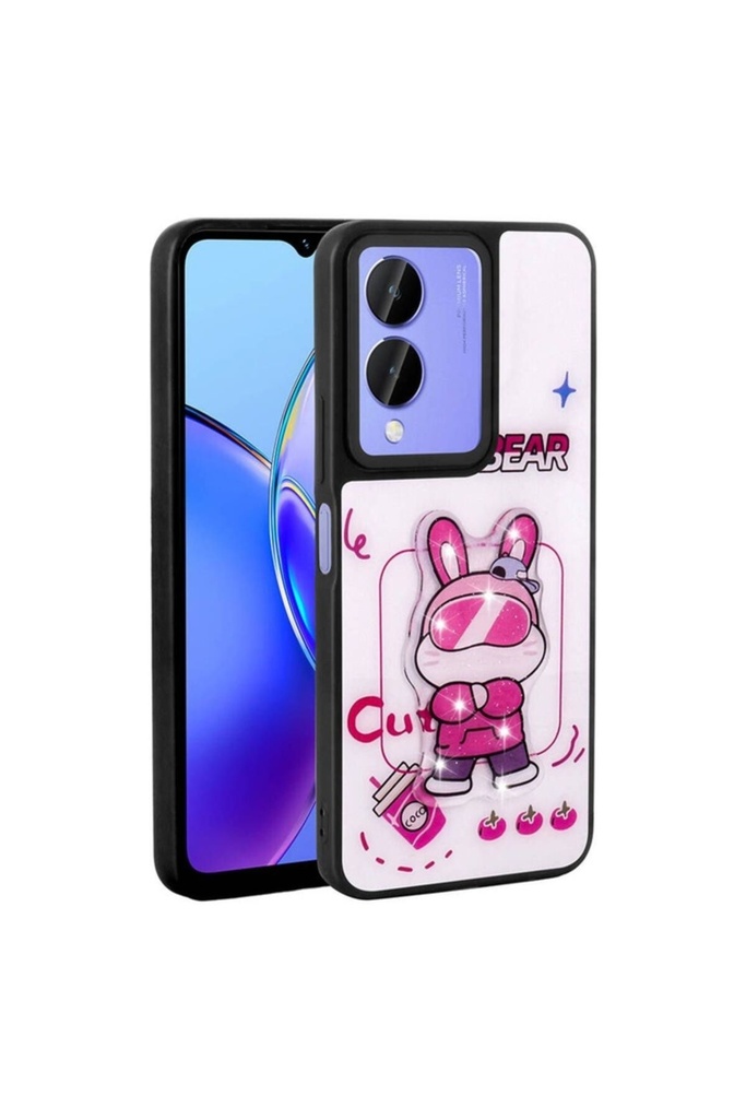 Vivo Y17S Uyumlu Kılıf Parlayan Kabartmalı İkonik Figürlü Zore Amas Silikon Kapak