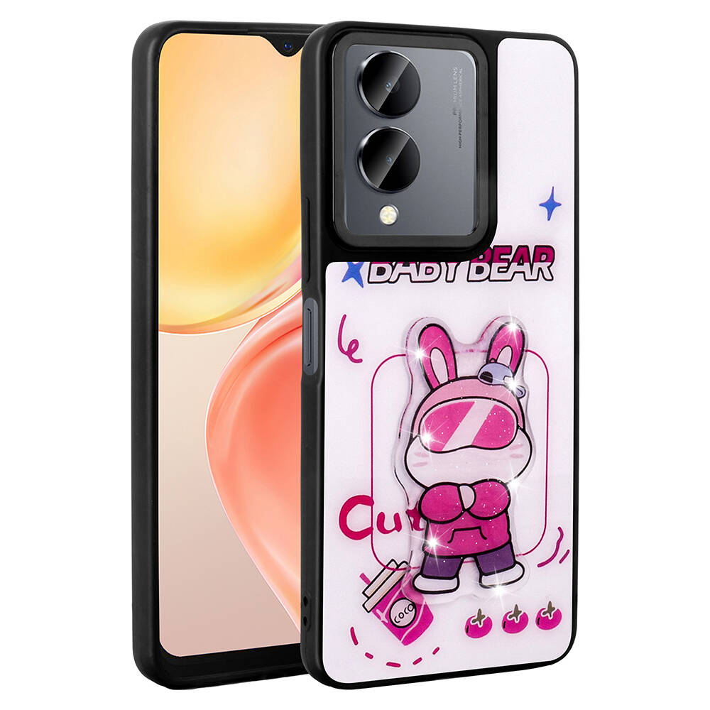 Vivo Y36 5G Uyumlu Kılıf Parlayan Kabartmalı İkonik Figürlü Zore Amas Silikon Kapak