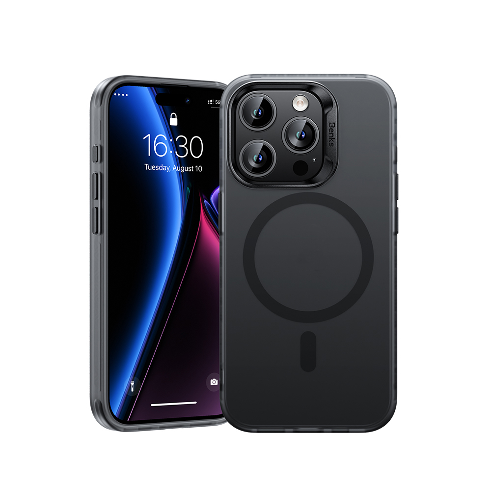 [RNZ-TA127022] Apple iPhone 16 Pro Max Uyumlu Kılıf M-safe Şarj Özellikli Yeni Seri Benks Lucid Armor Kapak (Siyah)