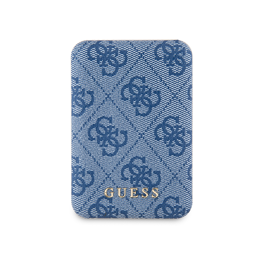 Guess Orjinal Lisanslı Dijital Led Göstergeli PU Deri 4G Desenli Metal Yazı Logolu Powerbank 5000mAh 15W