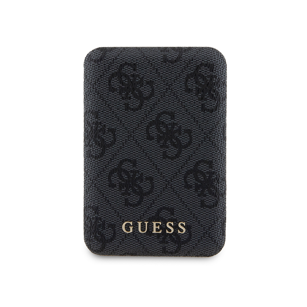 [RNZ-TA112661] Guess Orjinal Lisanslı Dijital Led Göstergeli PU Deri 4G Desenli Metal Yazı Logolu Powerbank 5000mAh 15W (Siyah)