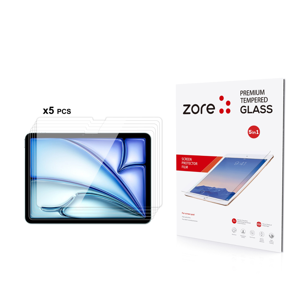 [RNZ-TA113238] Apple iPad Air 11 2024 Uyumlu Zore 5in1 Tablet Temperli Cam Ekran Koruyucu
