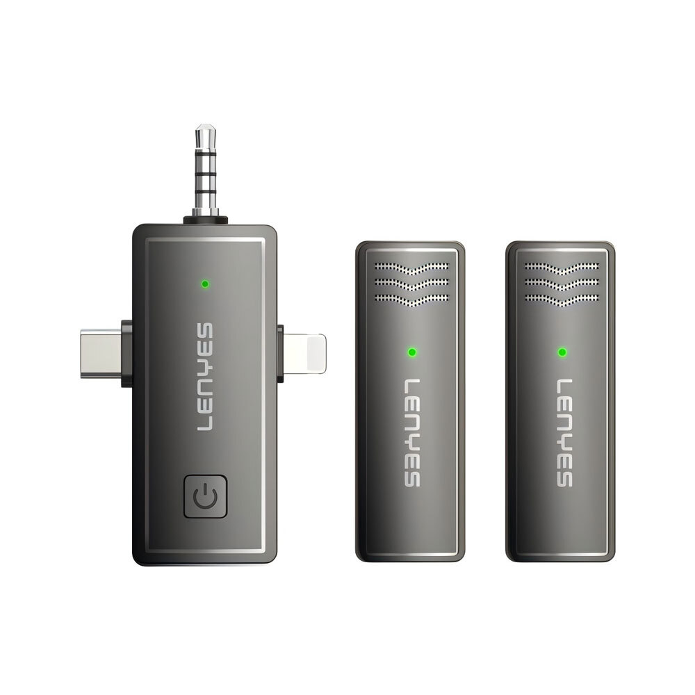 [RNZ-TA113302] Lenyes LM202 3in1 Type-C&Lightning&3,5mm Portlu Kablosuz Yaka Mikrofonu