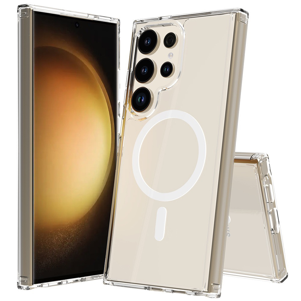 [RNZ-TA113314] Samsung Galaxy S25 Ultra Uyumlu Kılıf M-safe Şarj Özellikli Şeffaf Sert PC Zore Embos Kapak