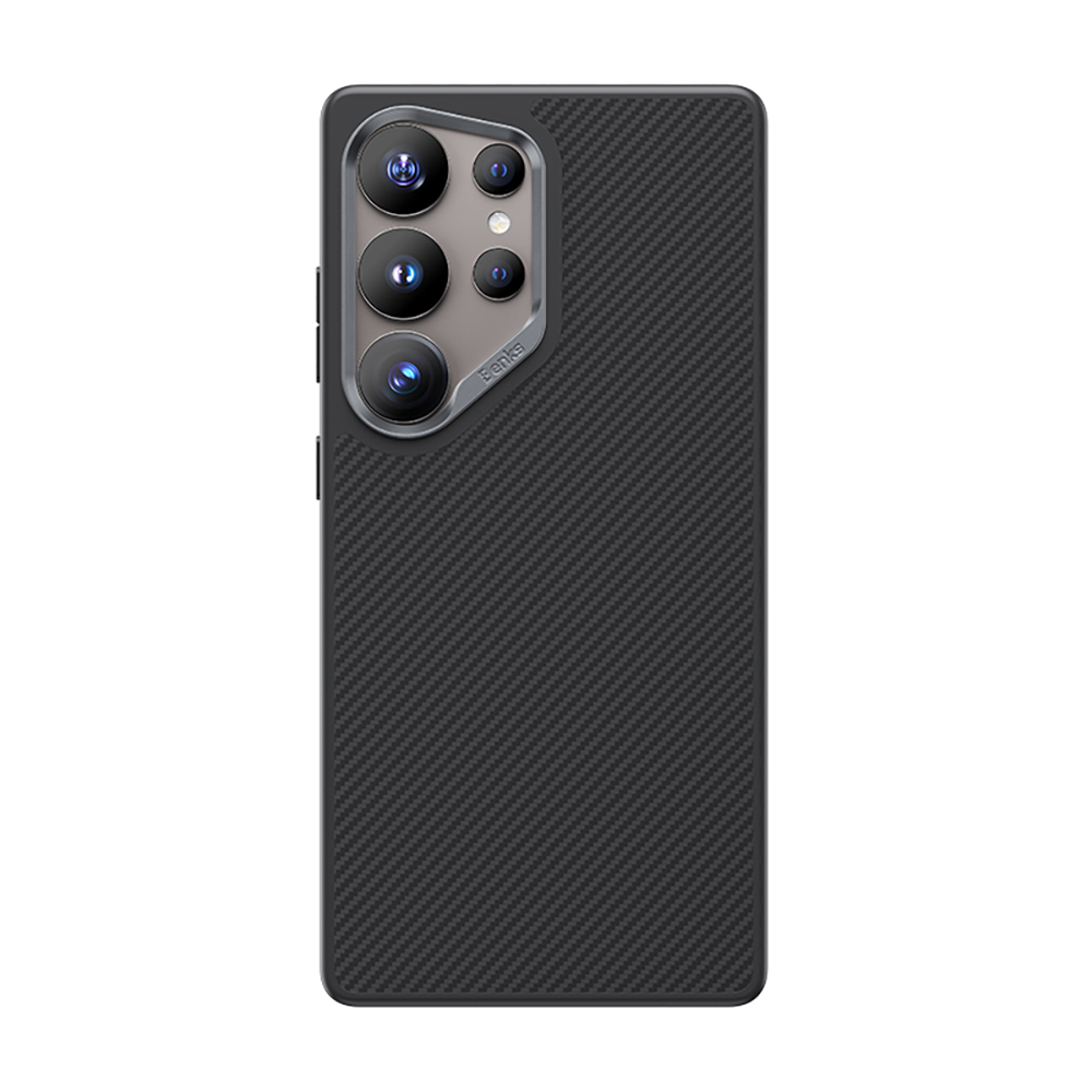 [RNZ-TA113335] Samsung Galaxy S25 Ultra Uyumlu Kılıf Karbon Fiber M-safe Şarj Özellikli Benks Hybrid ArmorPro 600D Kevlar Kapak