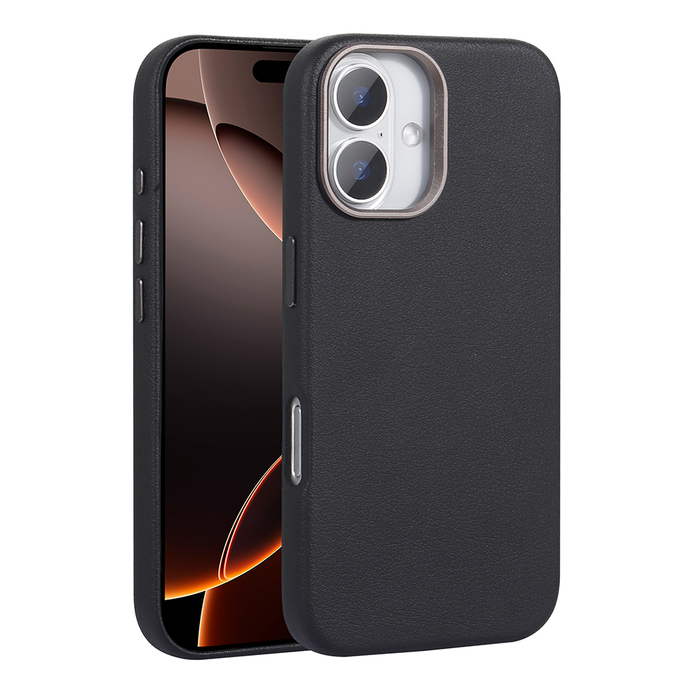[RNZ-TA113316] Apple iPhone 16 Uyumlu Kılıf M-safe Şarj Özellikli PU Deri Zore Adora Kapak (Siyah)