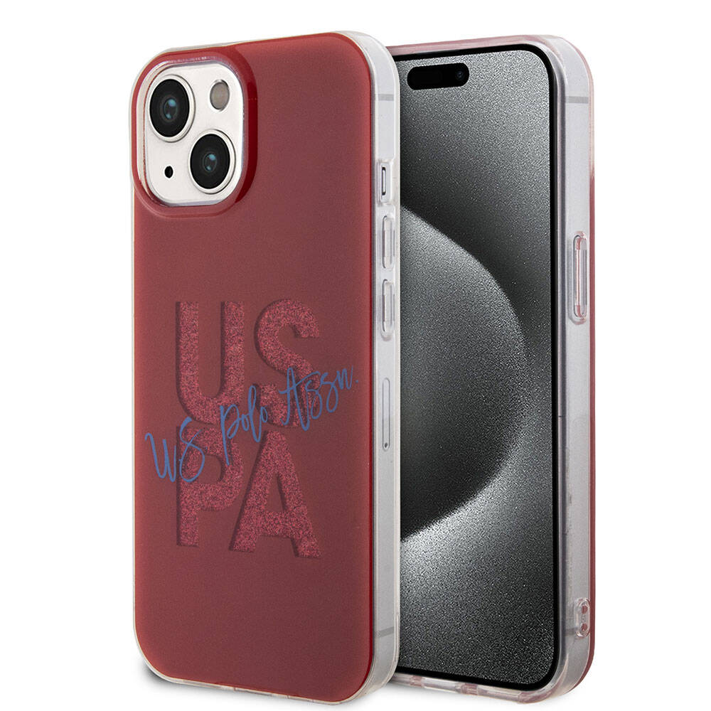 Apple iPhone 15 Uyumlu Kılıf U.S. Polo Assn. Orjinal Lisanslı Simli Parlak Alfabe Tasarım Kapak