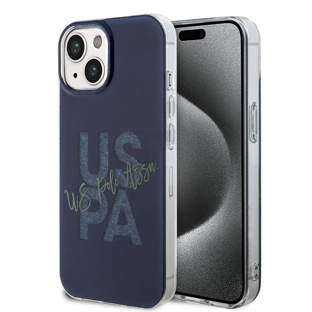 Apple iPhone 15 Uyumlu Kılıf U.S. Polo Assn. Orjinal Lisanslı Simli Parlak Alfabe Tasarım Kapak