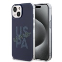 Apple iPhone 15 Uyumlu Kılıf U.S. Polo Assn. Orjinal Lisanslı Simli Parlak Alfabe Tasarım Kapak