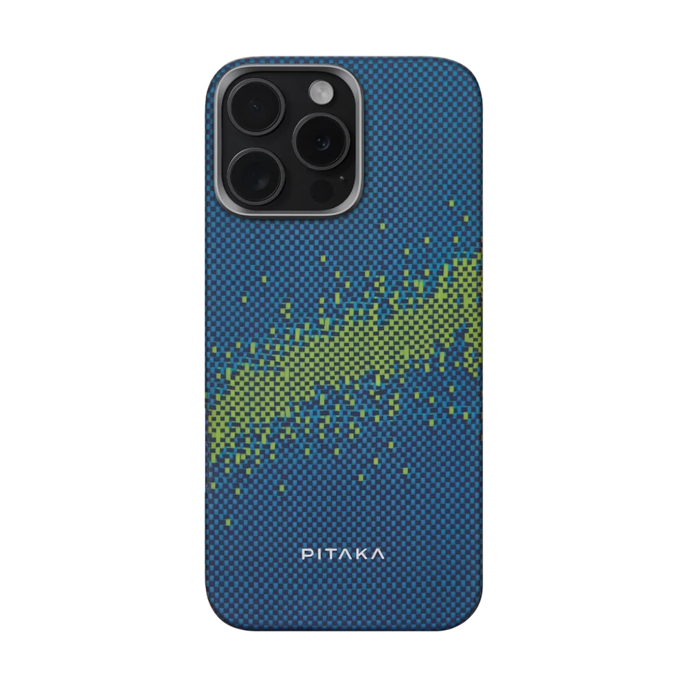 [RNZ-TA114479] Apple iPhone 15 Pro Uyumlu Kılıf M-safe Şarj Özellikli Lumintex Teknolojili Fosforlu Özellikli Aramid Fiber Pitaka Tactile Woven Starpeak Serisi Milky Way Galaxy Kapak
