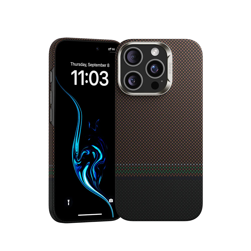 [RNZ-TA114469] Apple iPhone 16 Pro Max Uyumlu Kılıf M-safe Şarj Özellikli Karbon Fiber Tasarımlı Benks Prestige ArmorAir Kevlar Kapak