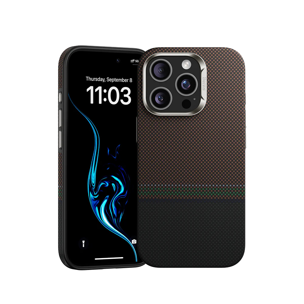 [RNZ-TA114470] Apple iPhone 16 Pro Uyumlu Kılıf M-safe Şarj Özellikli Karbon Fiber Tasarımlı Benks Prestige ArmorPro Kevlar Kapak