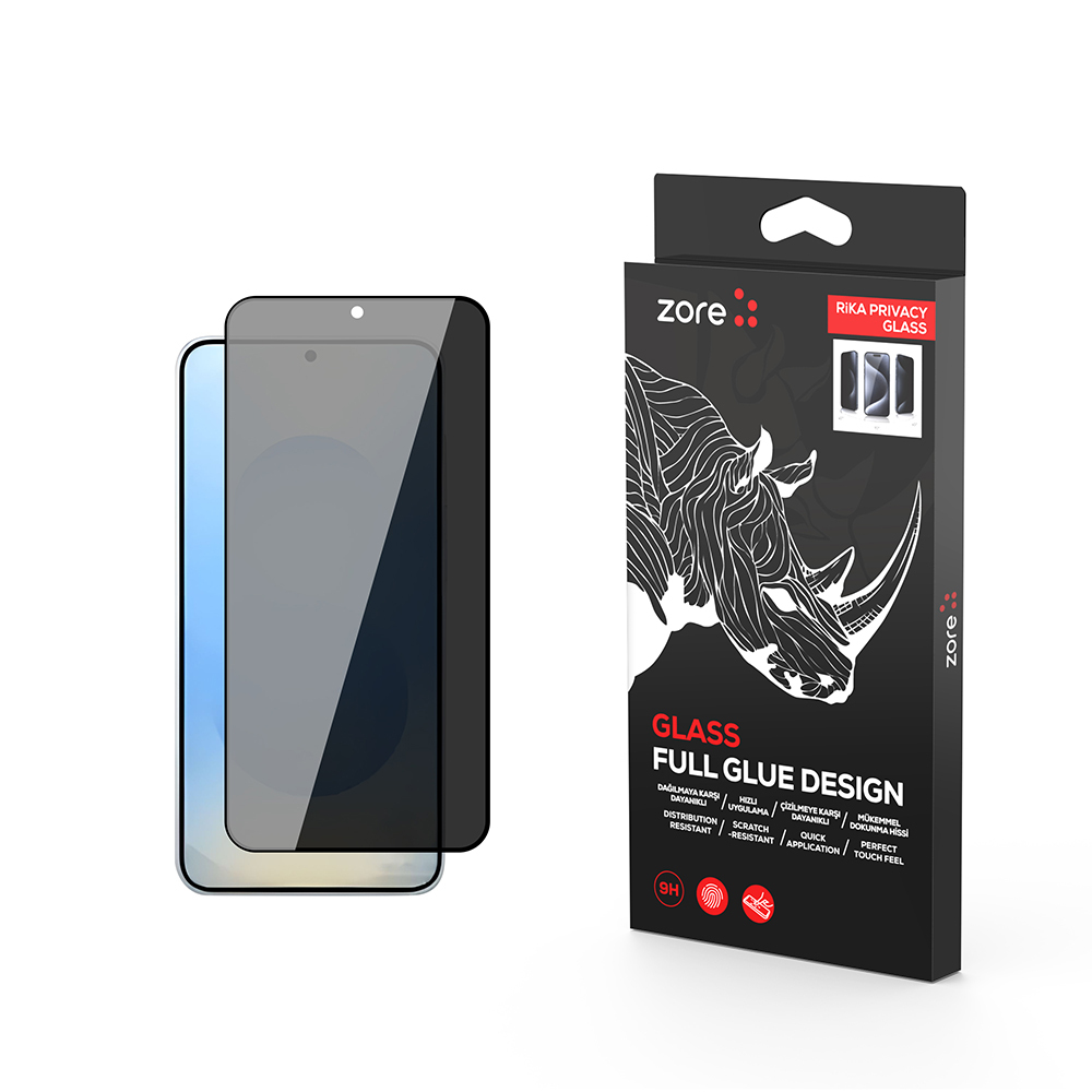 [RNZ-TA114976] Samsung Galaxy S25 Uyumlu Zore Rika Premium Privacy Temperli Cam Ekran Koruyucu