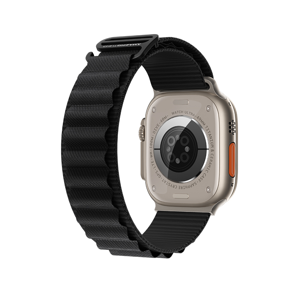 [RNZ-TA113692] Apple Watch Ultra 49mm Uyumlu Amazingthing Titan Spor Hasır Kordon (Siyah)