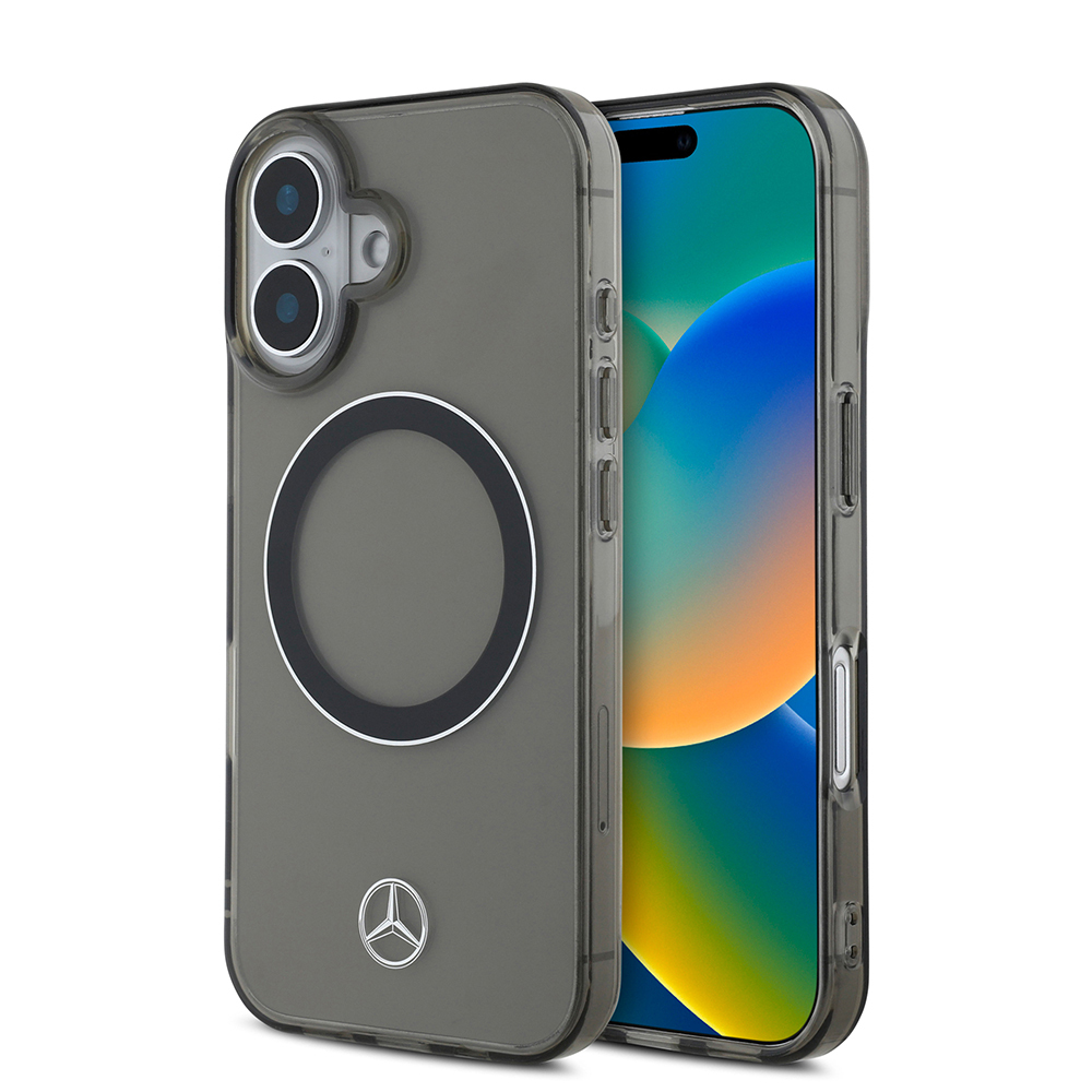 Apple iPhone 16 Uyumlu Kılıf Mercedes Benz Orjinal Lisanslı M-safe Şarj Özellikli Saydam Yüzey Silver Ring Kapak