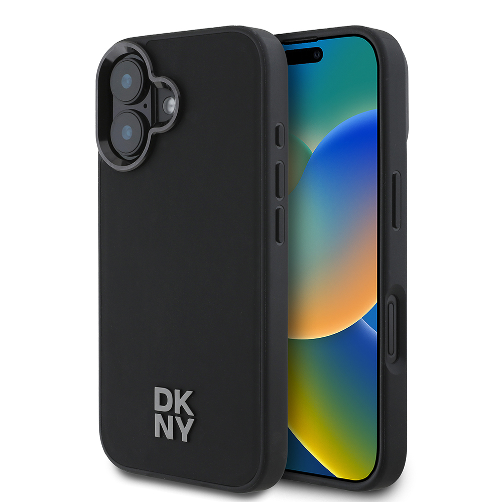 [ZTA113404] Apple iPhone 16 Uyumlu Kılıf DKNY Orjinal Lisanslı M-safe Şarj Özellikli Metal Logolu PU Deri Plain Kapak