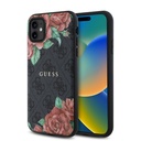 Apple iPhone 11 Uyumlu Kılıf Guess Orjinal Lisanslı M-safe Uyumlu Gül Baskılı 4G Desenli Yazı Logolu Kapak