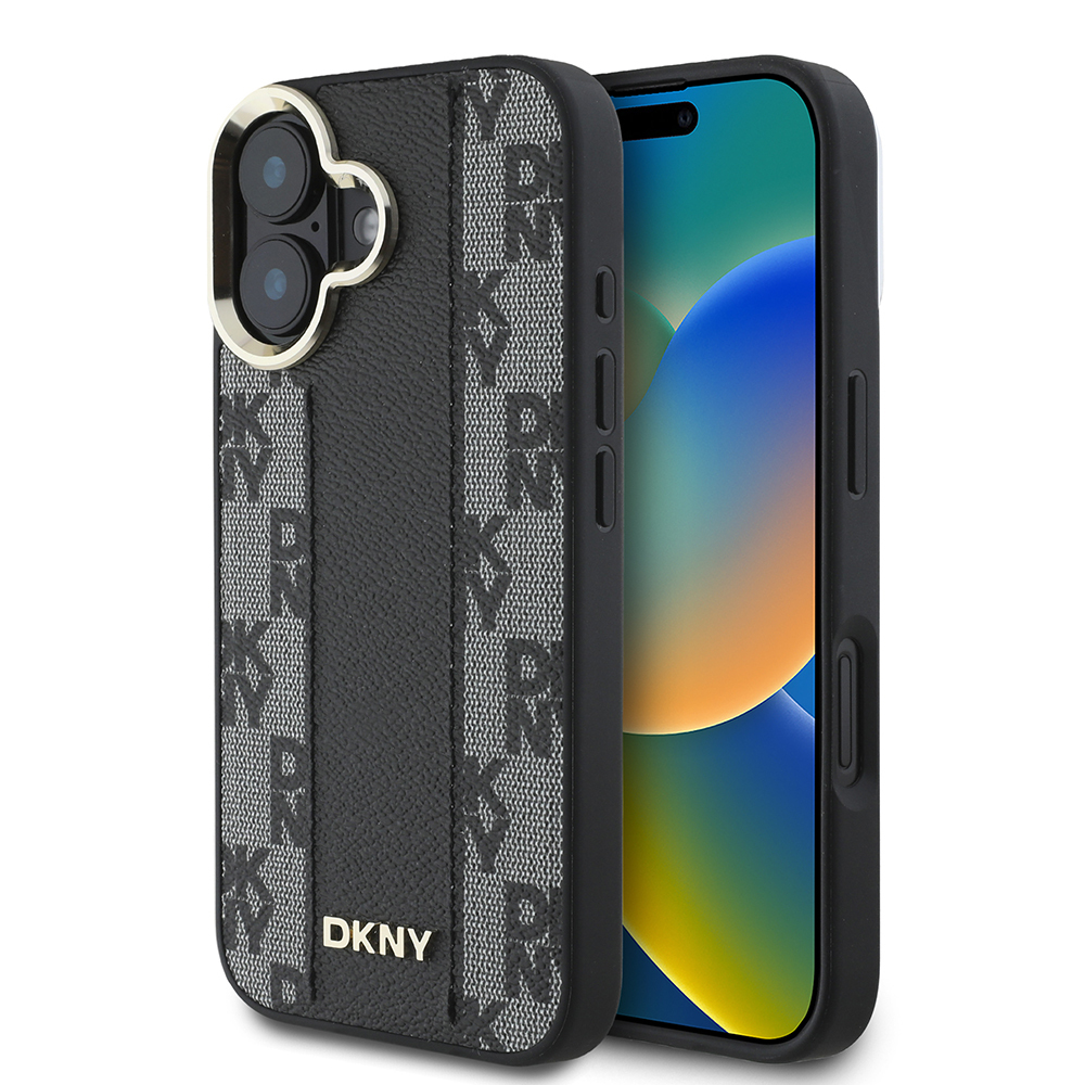 Apple iPhone 16 Uyumlu Kılıf DKNY Orjinal Lisanslı M-safe Şarj Özellikli 3D Yazılı Checkered Pattern Kapak