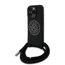 Apple iPhone 16 Pro Max Uyumlu Kılıf Karl Lagerfeld Orjinal Lisanslı Askı İpli Taşlı KL Yazılı Crossbody Cord Kapak