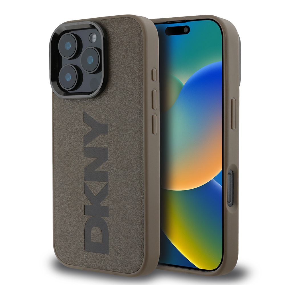 Apple iPhone 16 Pro Uyumlu Kılıf DKNY Orjinal Lisanslı M-safe Şarj Özellikli PU Deri Plain Kapak