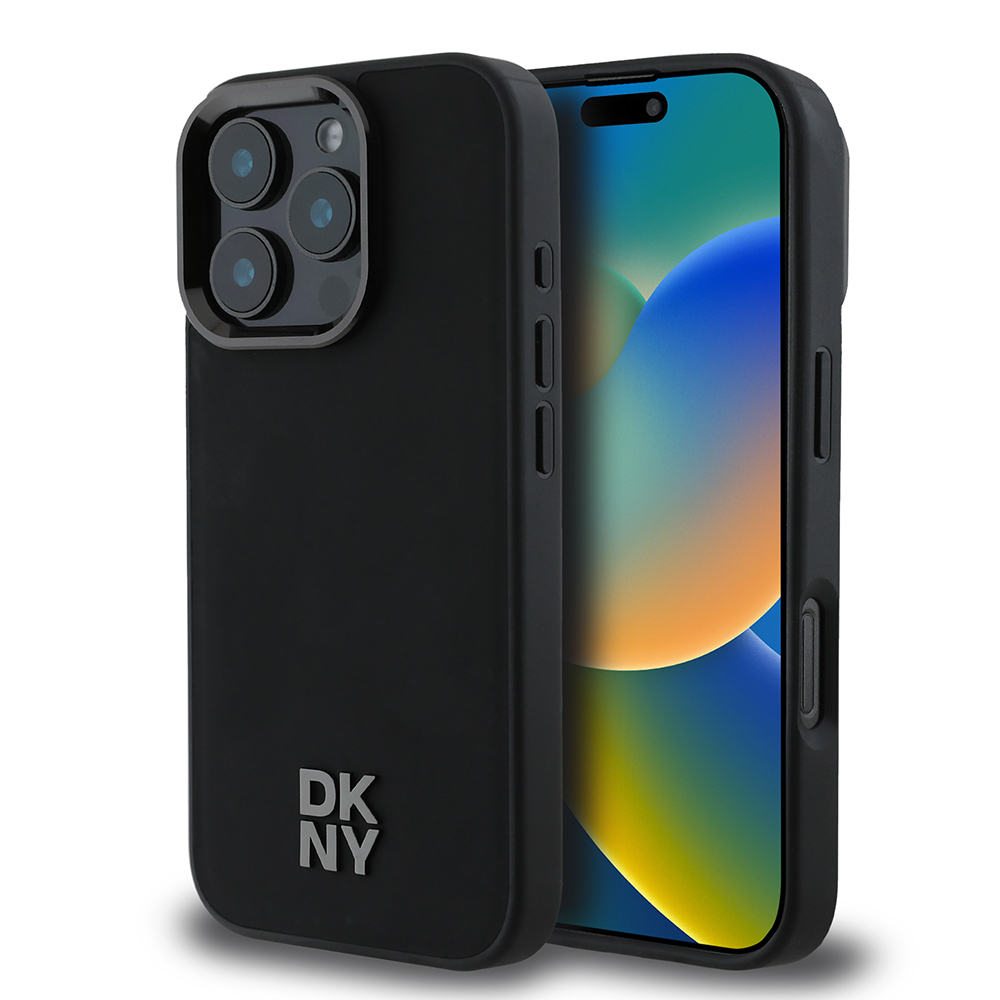[ZTA113405] Apple iPhone 16 Pro Uyumlu Kılıf DKNY Orjinal Lisanslı M-safe Şarj Özellikli Metal Logolu PU Deri Plain Kapak